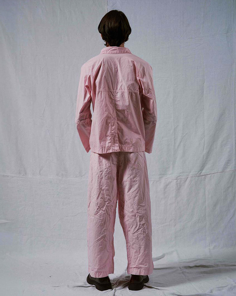 Single Pleat Trouser in Organic Compact Paper Cotton - Rose