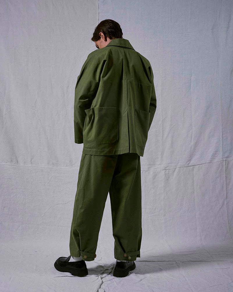 Orihon Trousers in Soft Cotton Canvas - Sap Green