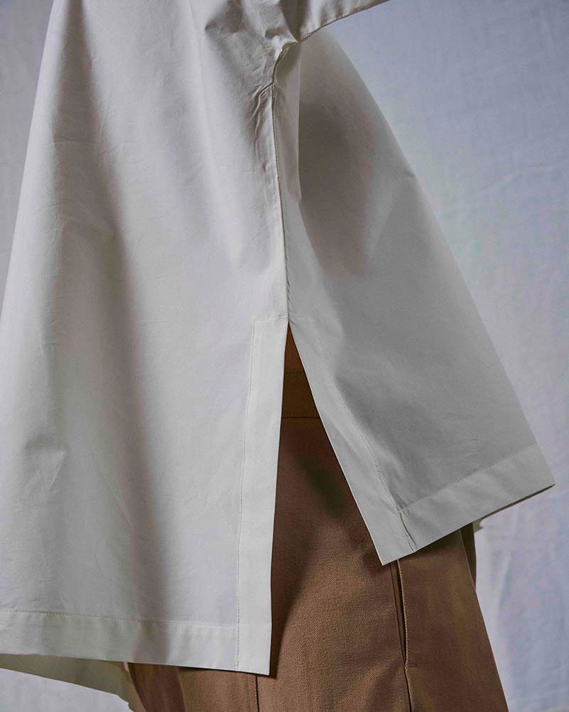 Straight Neck Top in Compact Paper Cotton - Chalk