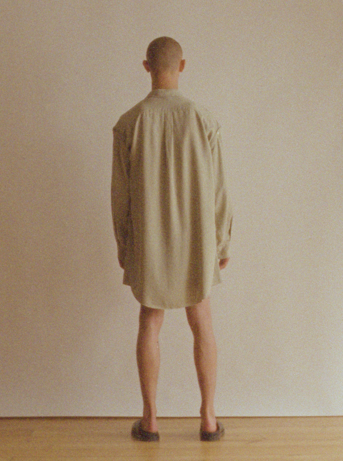 Hand-Tie Shirt in Washed Linden Green Tencel