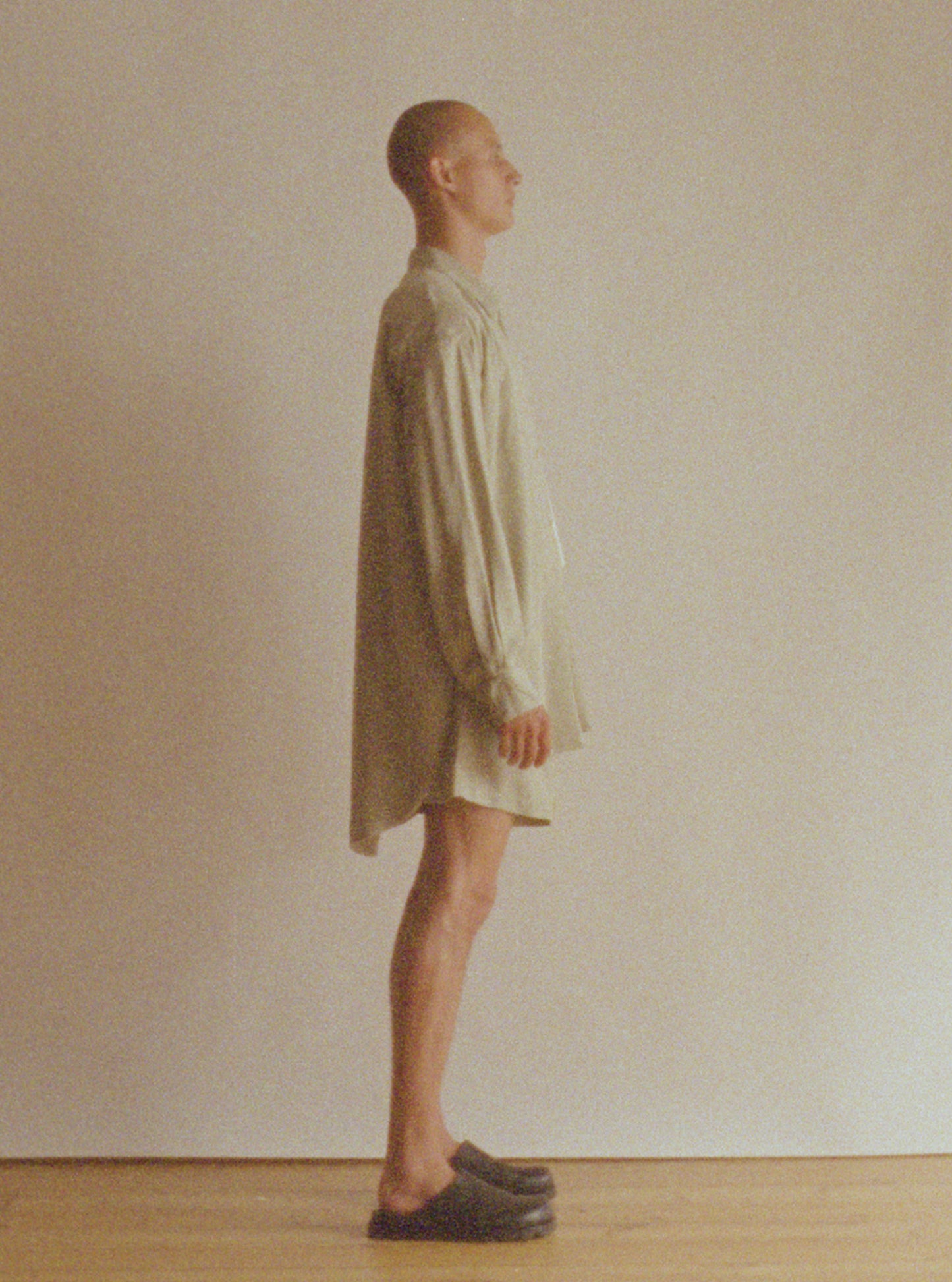 Hand-Tie Shirt in Washed Linden Green Tencel