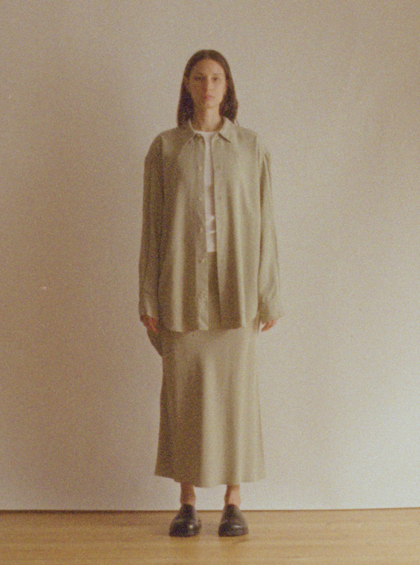 Bias skirt - Washed Linden Green Tencel