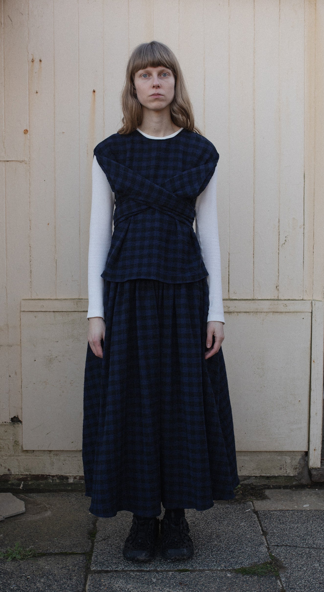 Hand Tie Top - Ink & Black Check
