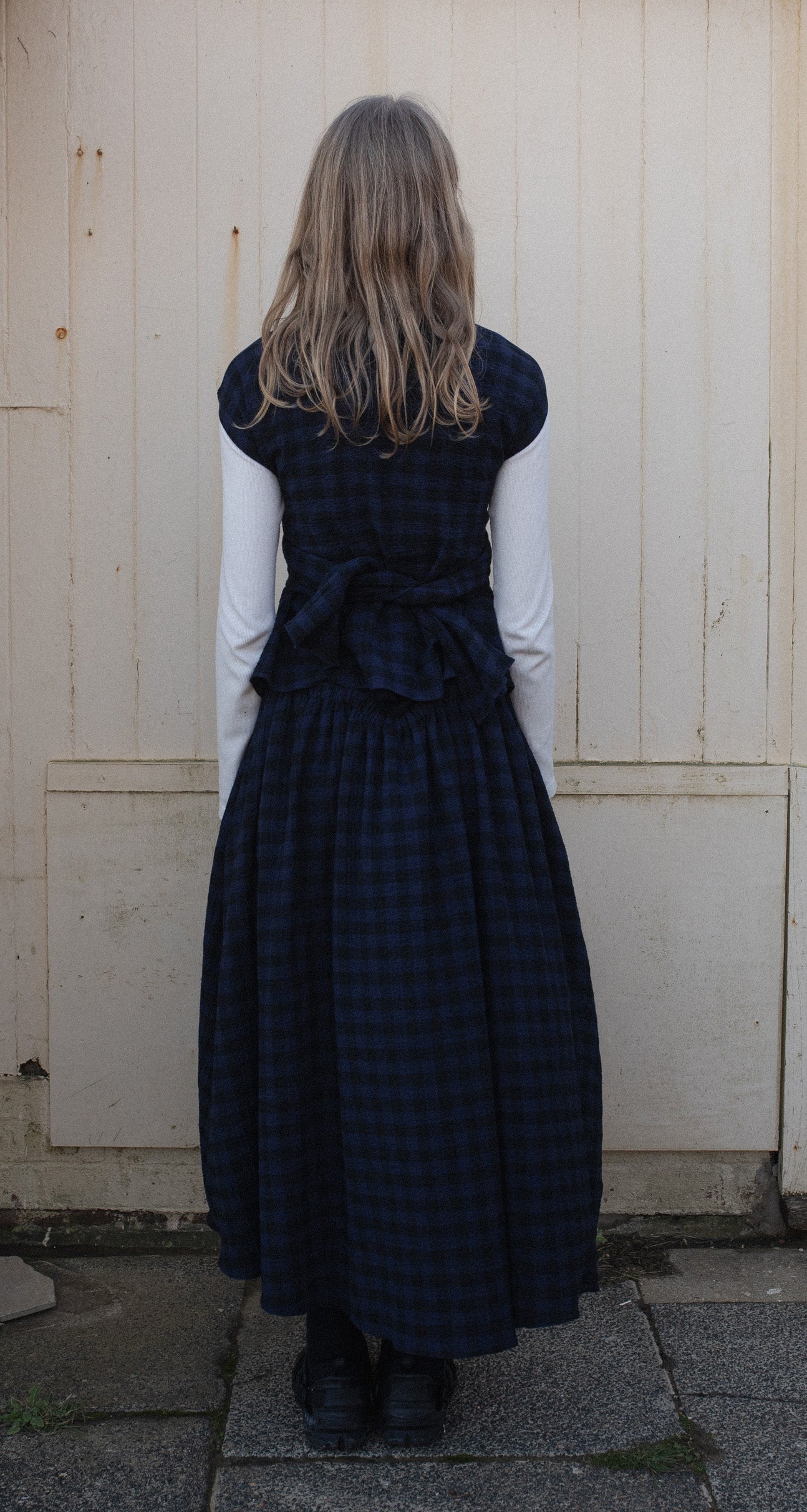 Hand Tie Top - Ink & Black Check