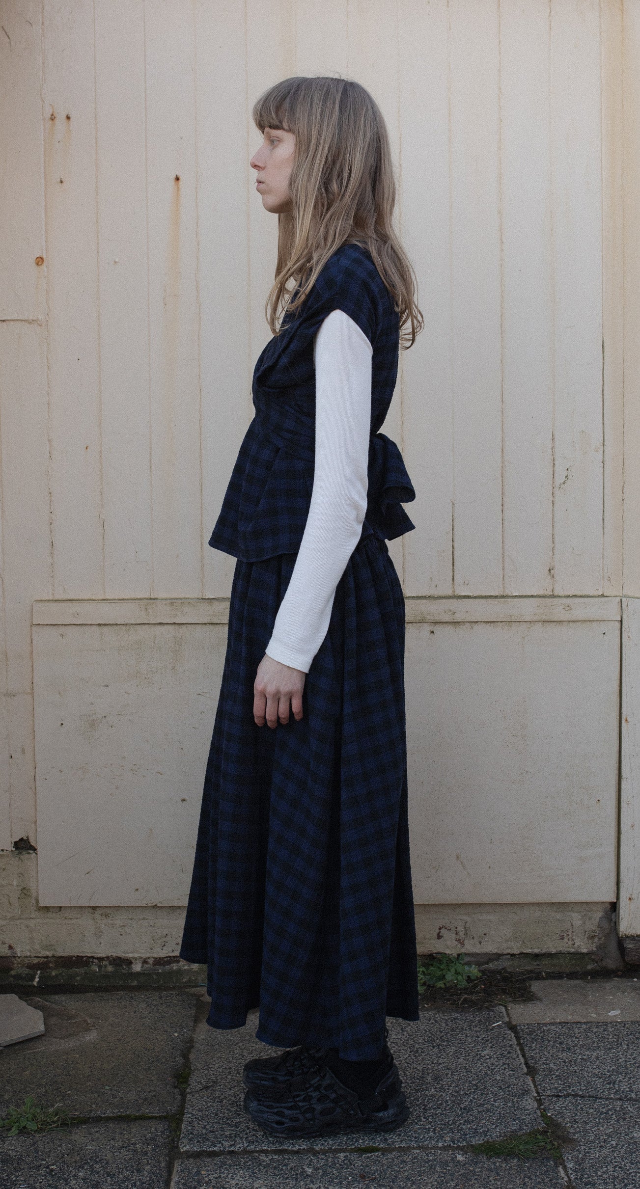 Hand Tie Top - Ink & Black Check