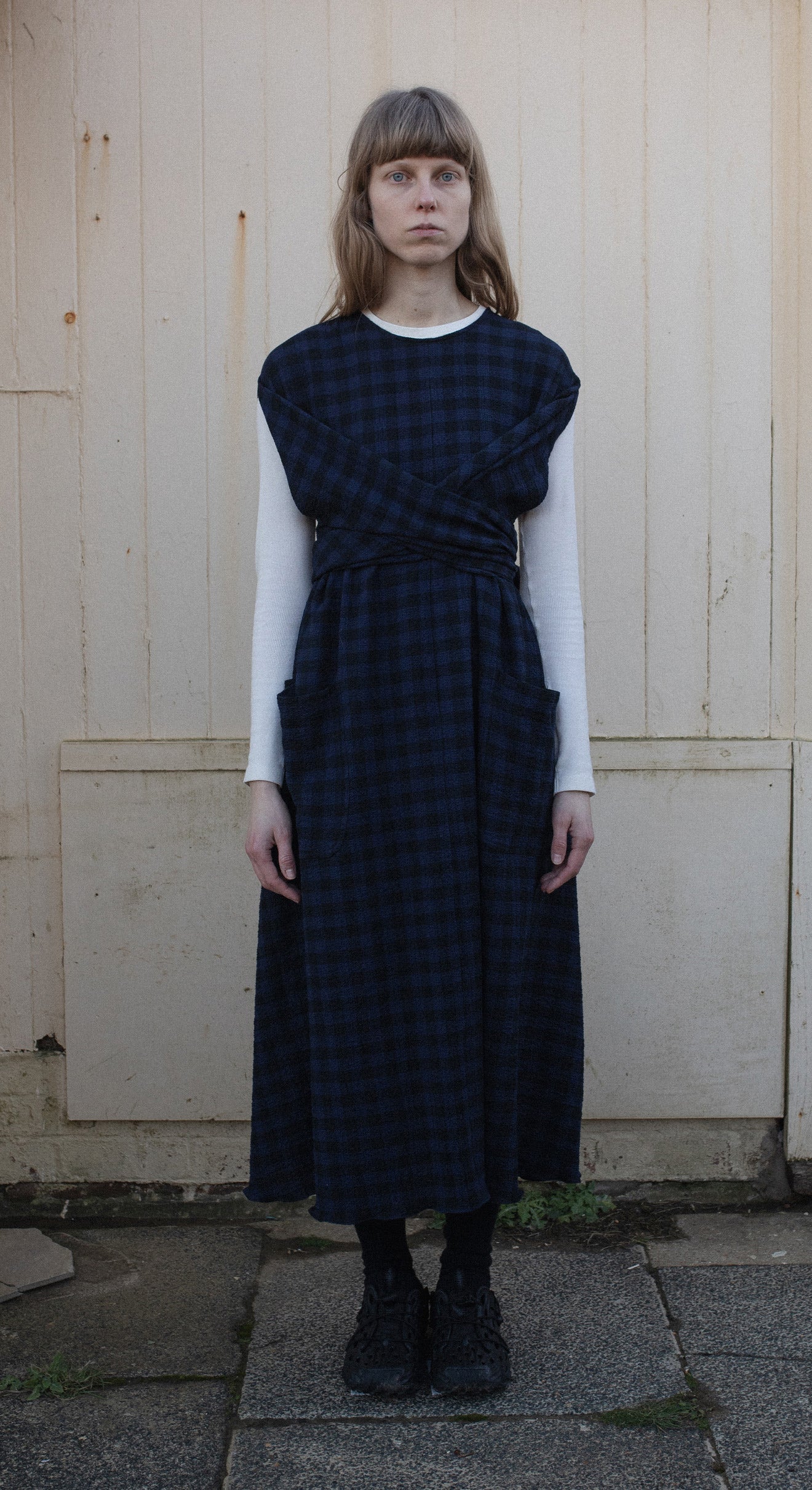 Hand Tie Dress - Ink & Black Check
