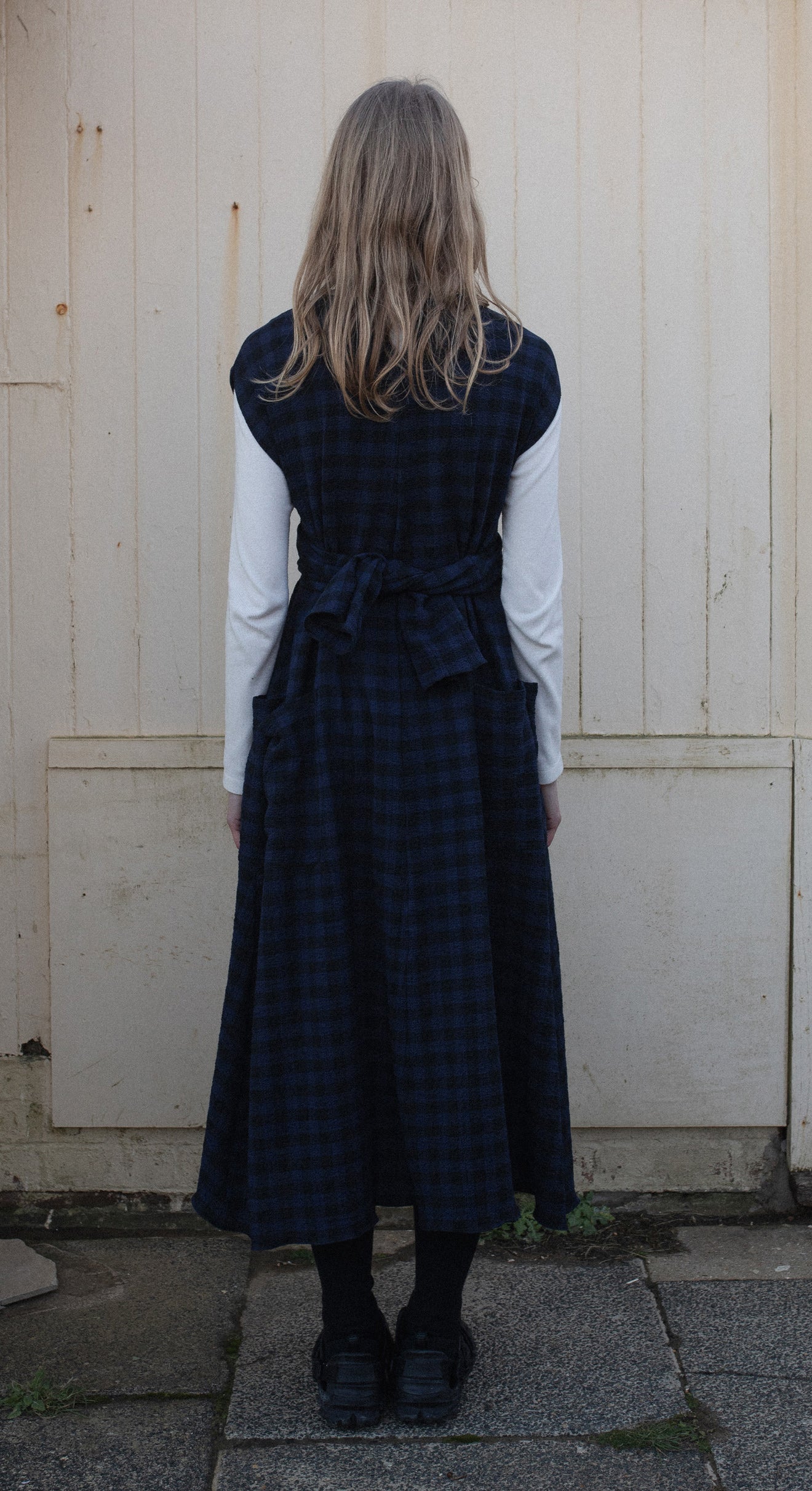 Hand Tie Dress - Ink & Black Check