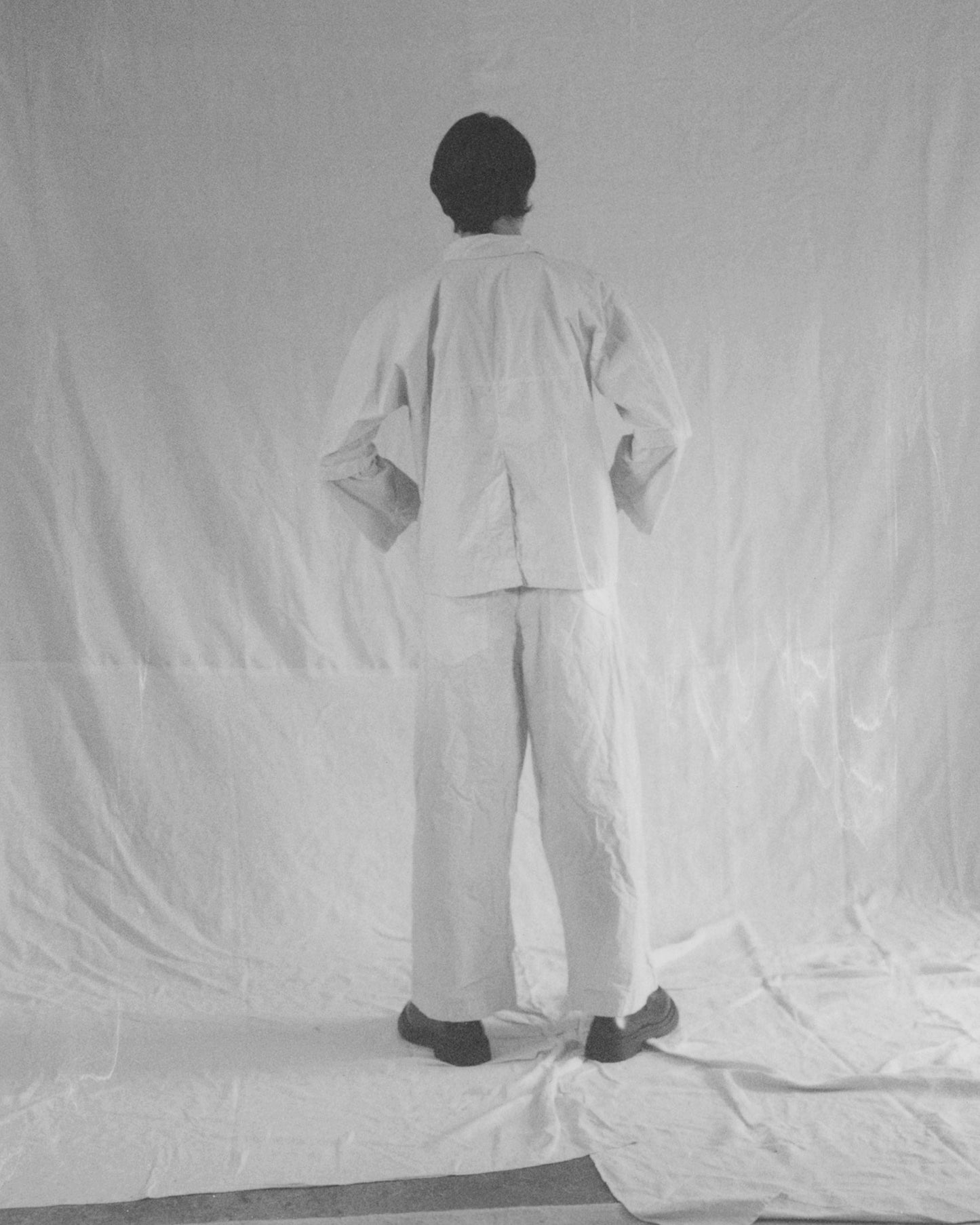 Long Sleeve Camp Collar Shirt in Paper Compact Cotton - Rose