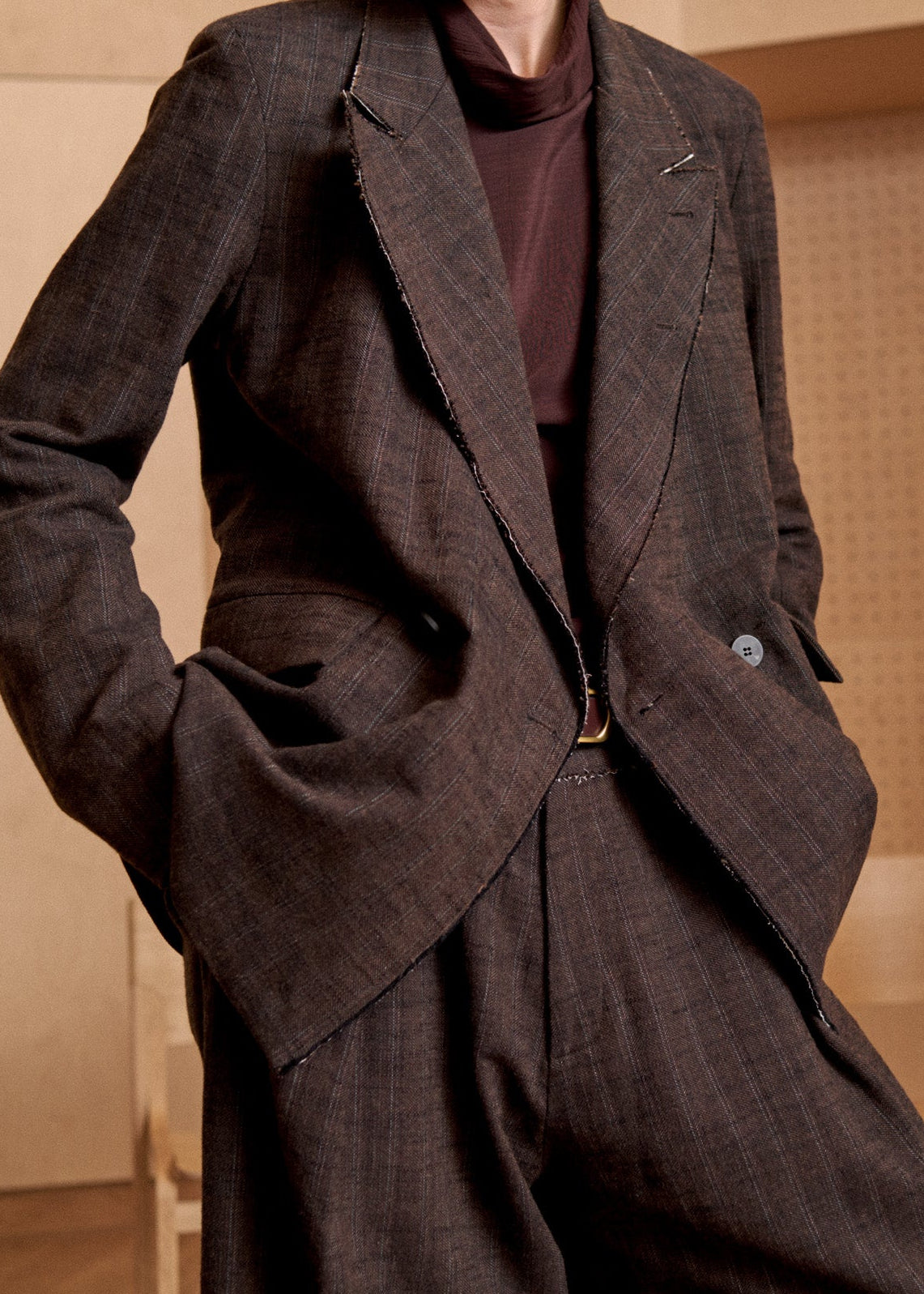 Sire Jacket - Striped Bark Brown Wool & Cotton - Pre Order