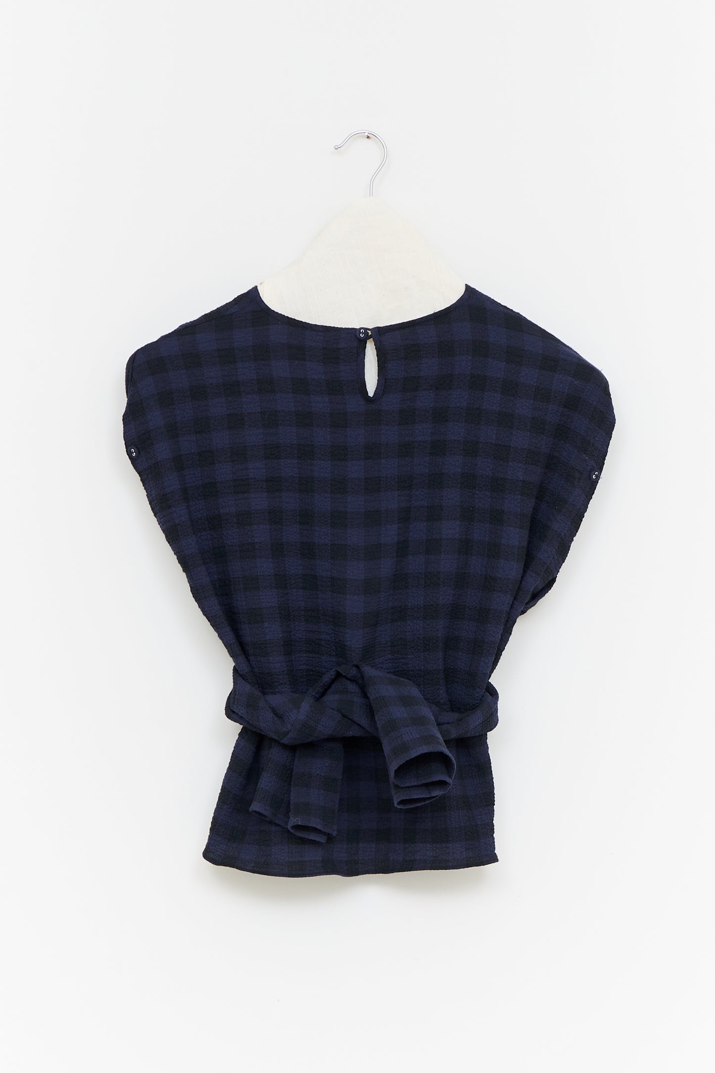 Hand Tie Top - Ink & Black Check