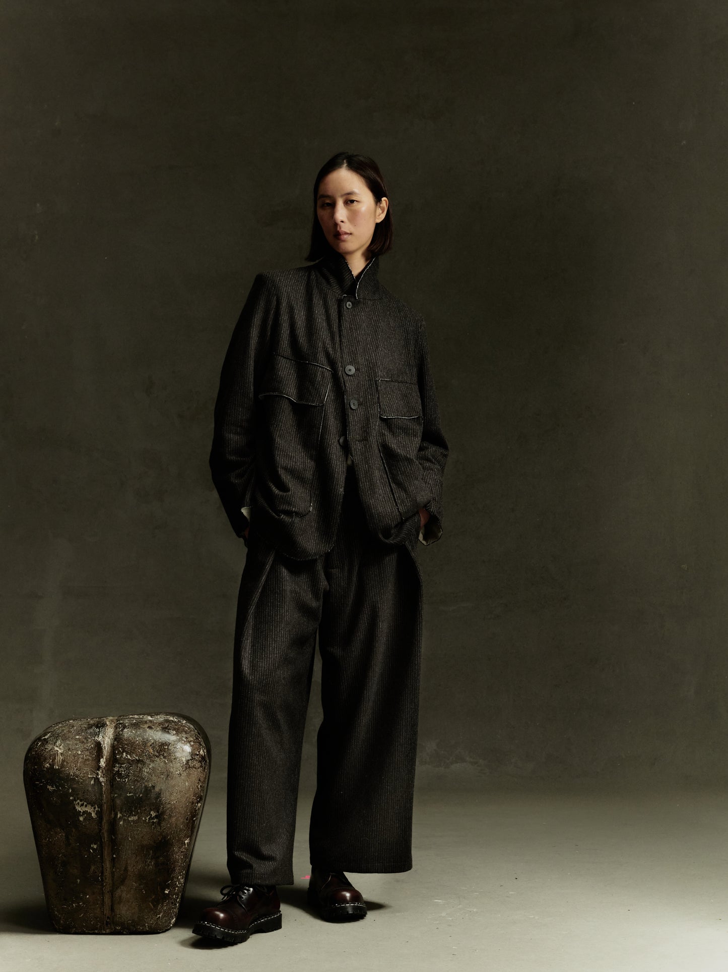 Kassel Trousers - Cacao Pinstripe Wool