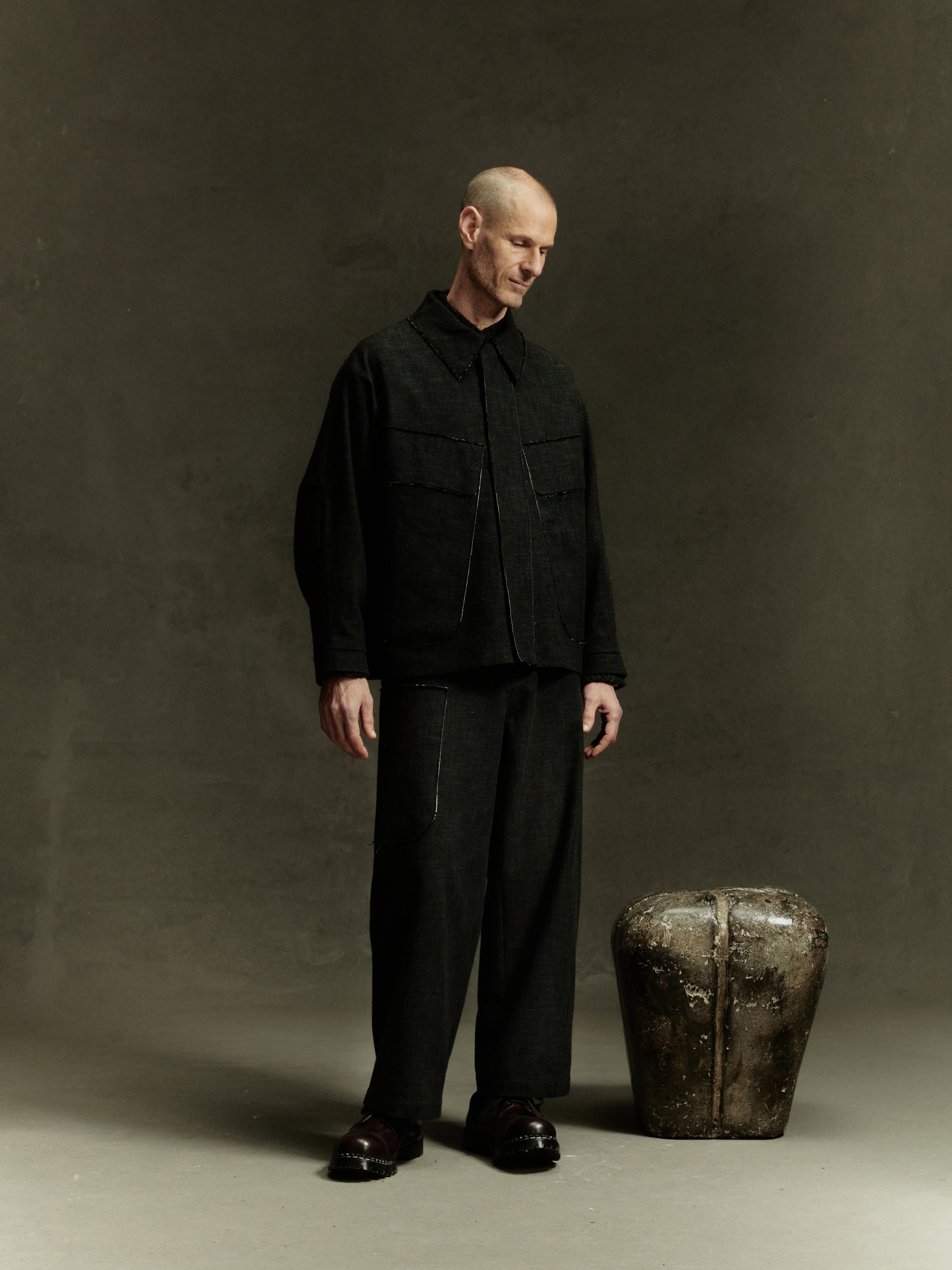 Langhaus Jacket - Alga Green Wool Cotton