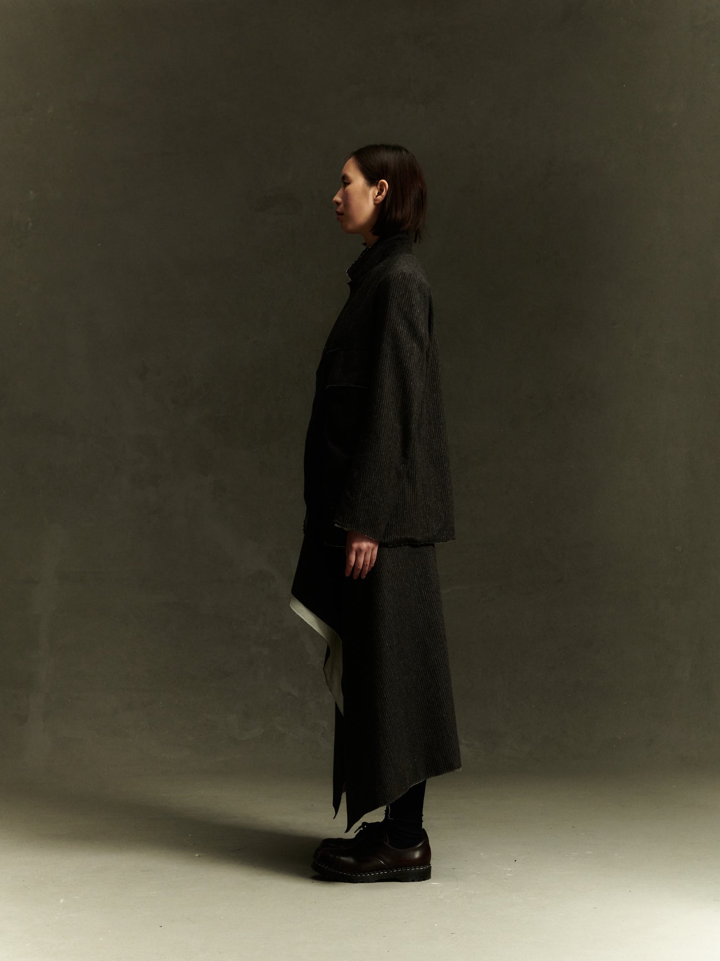 Kleve Skirt - Cacao Pinstripe Wool