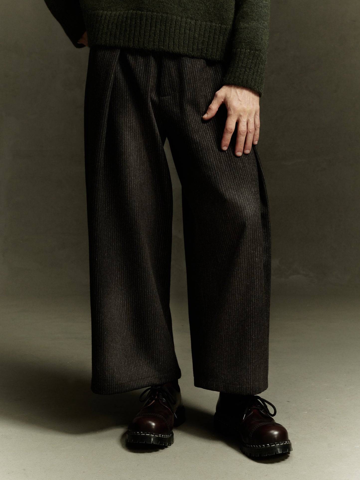 Kassel Trousers - Cacao Pinstripe Wool