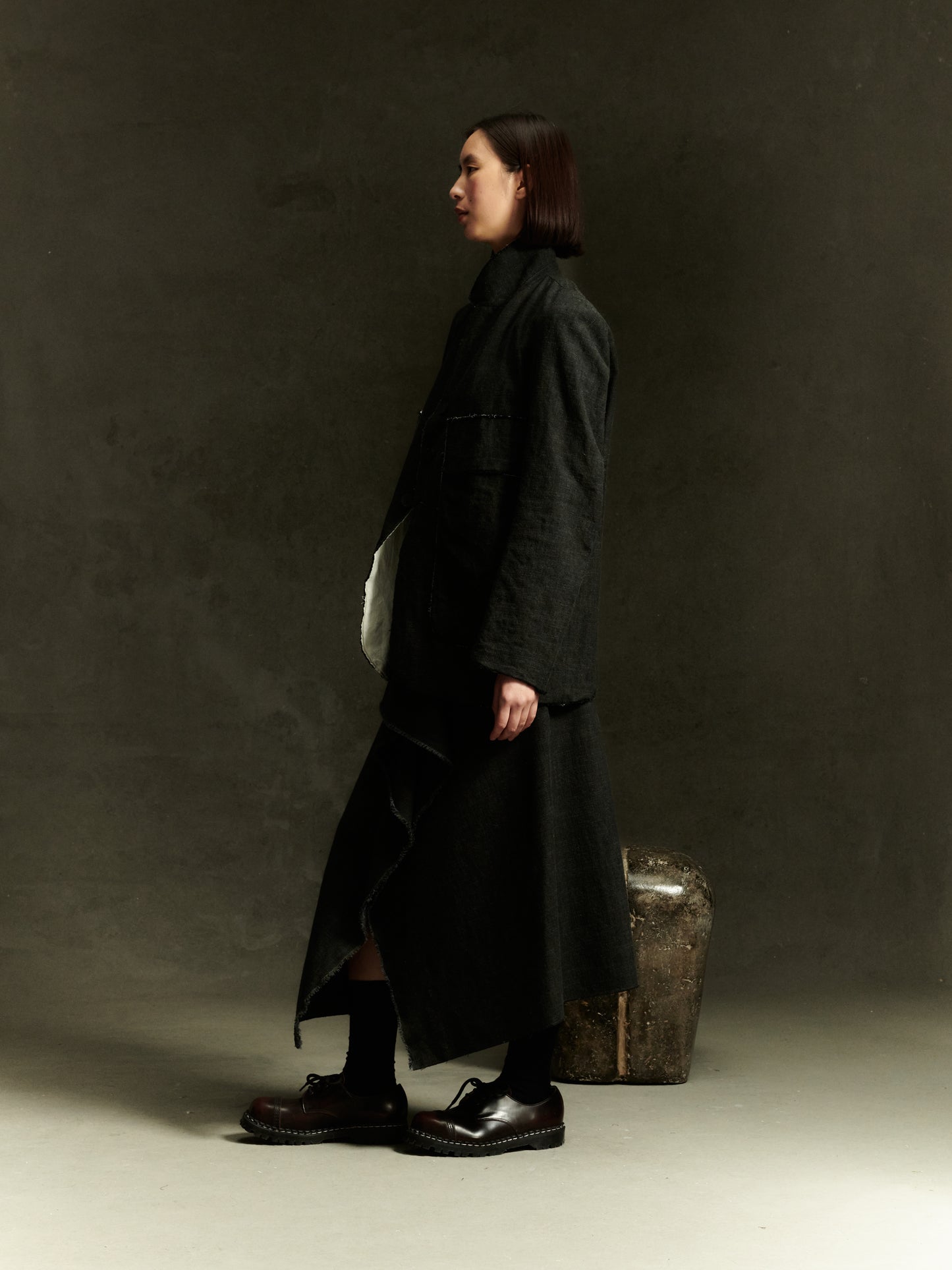 Kleve Skirt - Alga Green Wool Cotton