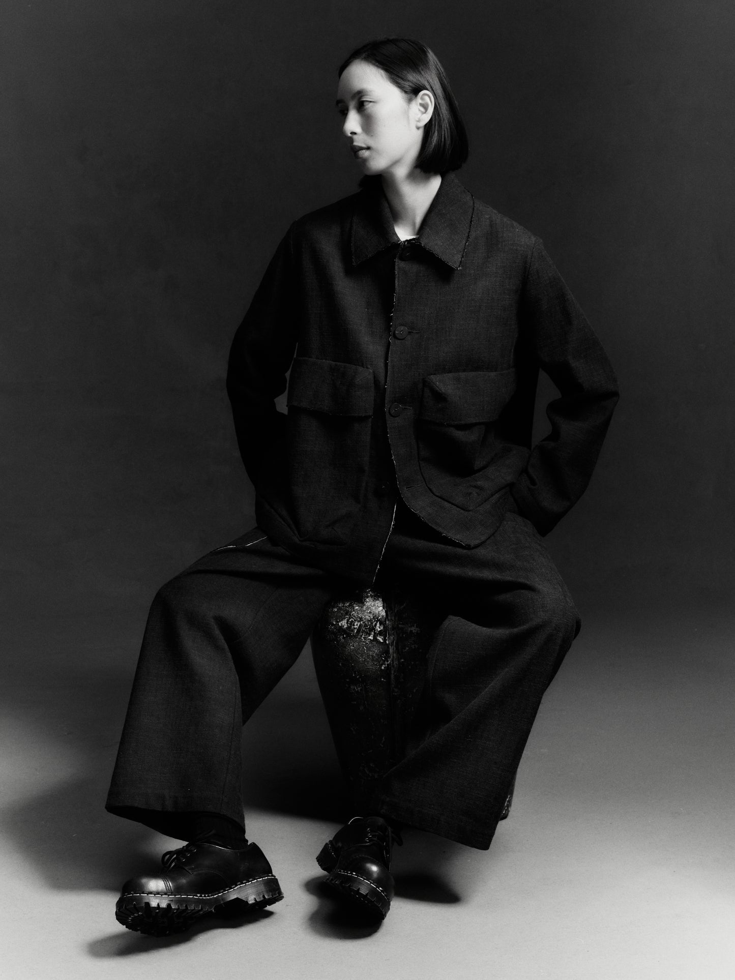 Beuys Pocket Jacket - Alga Green Wool Cotton
