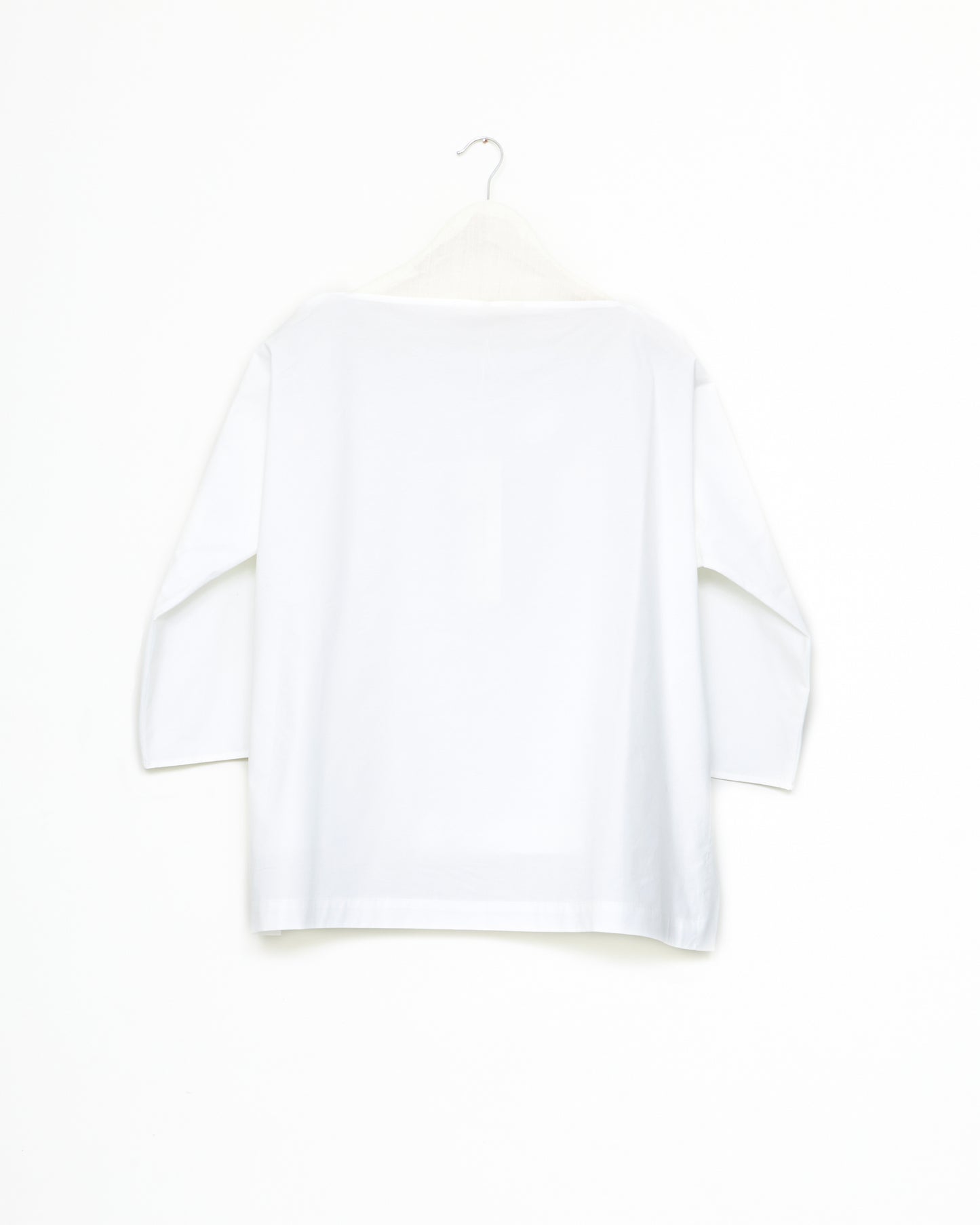 Straight Neck Top in Compact Paper Cotton - Chalk