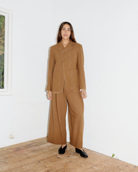 Leusdon Tailored Jacket - Ochre Pinstripe
