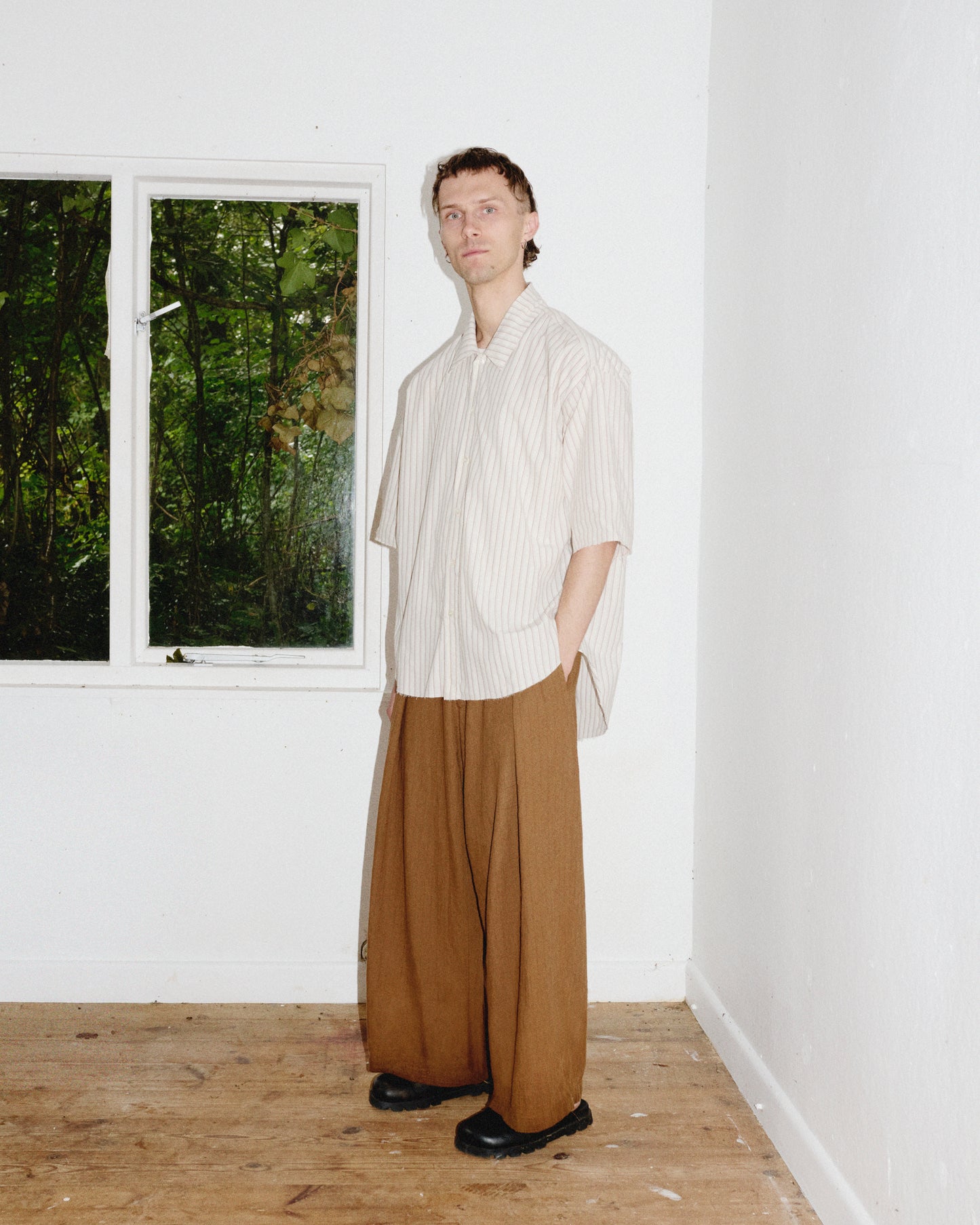 Manaton Shirt - Chalk and Brick Stripe