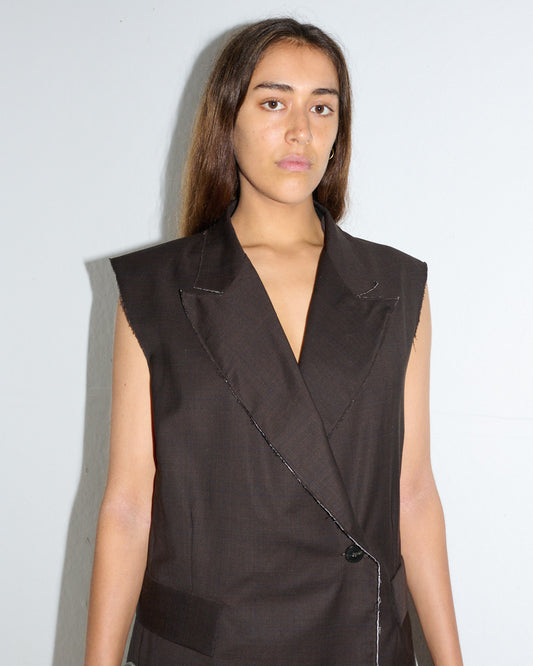 Harton Tailored Vest - Cocao Fine Check