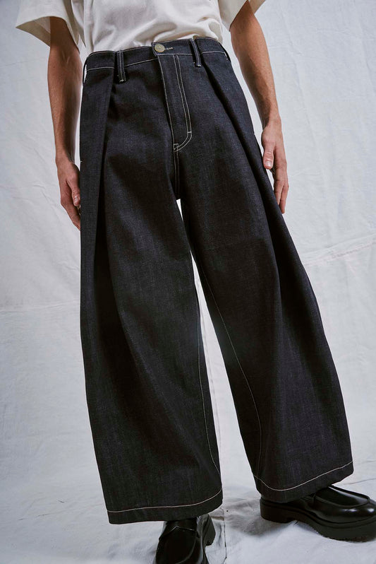 Single Pleat Jean - Raw Indigo Denim