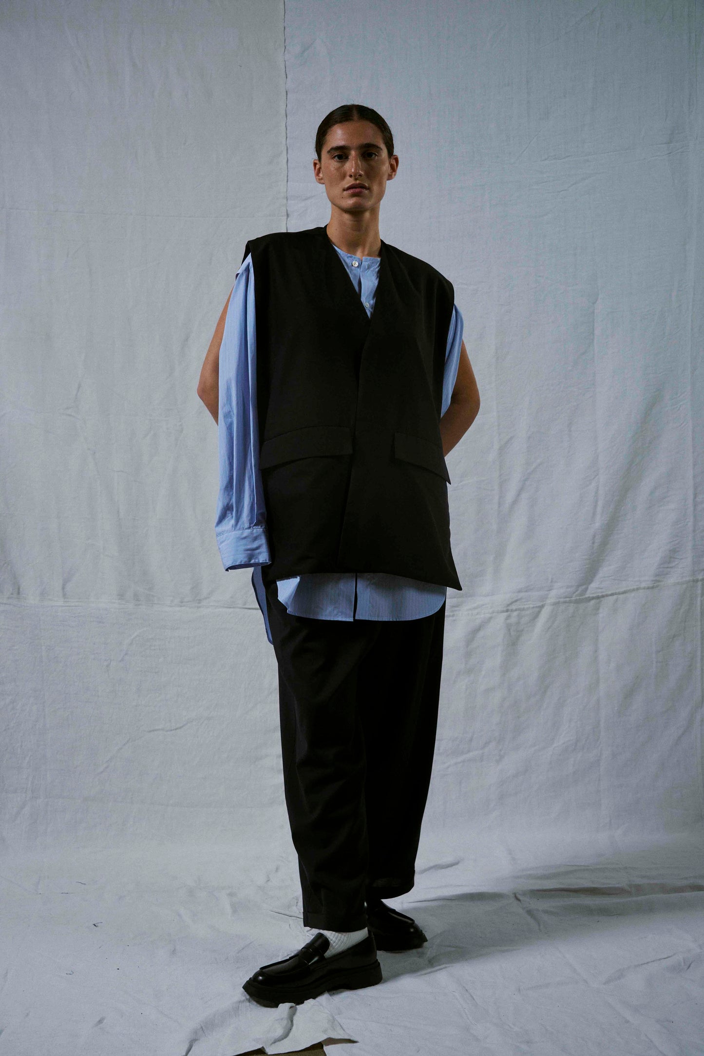 Tailored Vest - Ink Tropical Wool