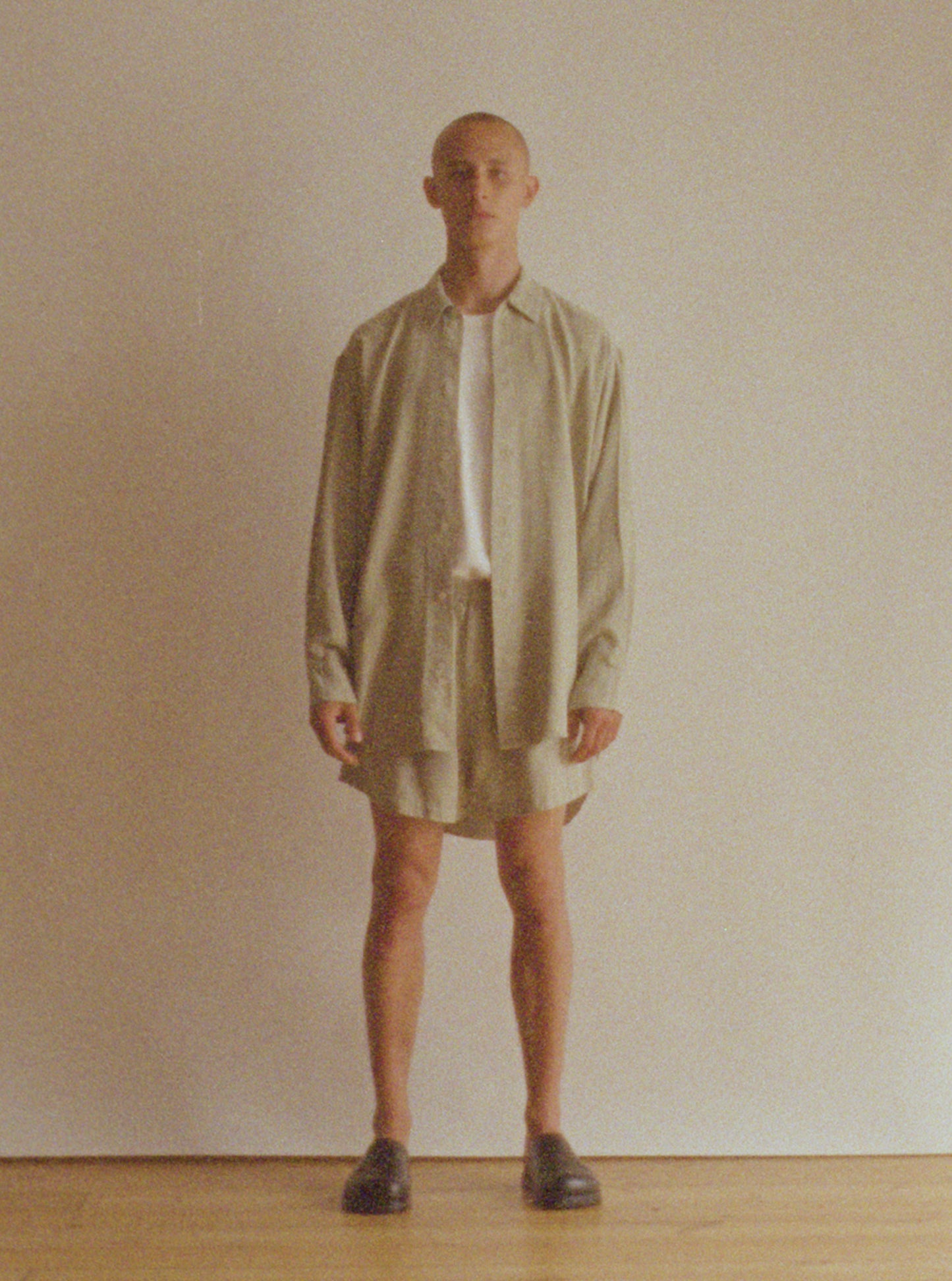 Hand-Tie Shirt in Washed Linden Green Tencel