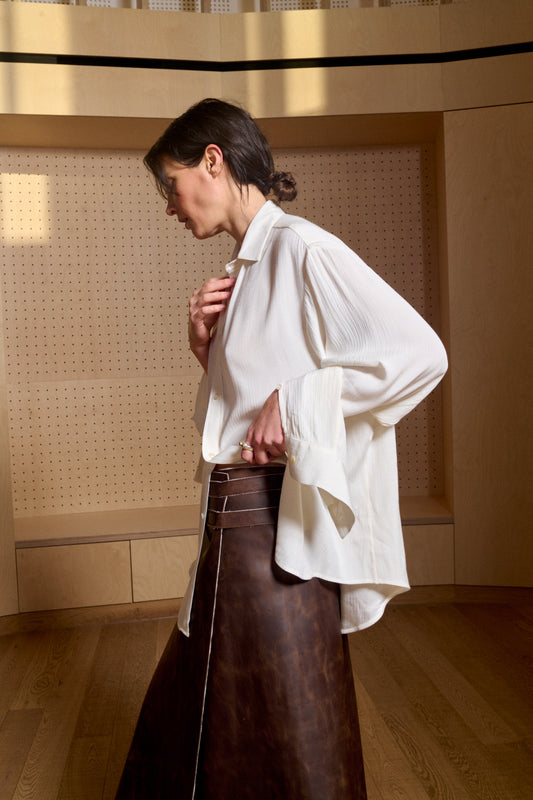Nata Shirt - Bone textured Silk - Pre Order