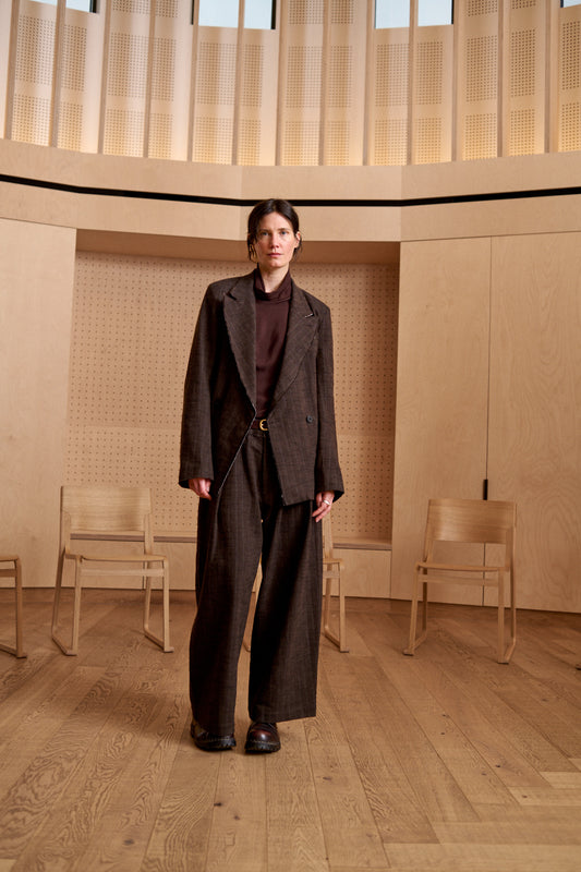 Kassel Trousers - Bark Brown Wool Cotton - Pre Order