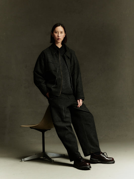 Langhaus Jacket - Alga Green Wool Cotton