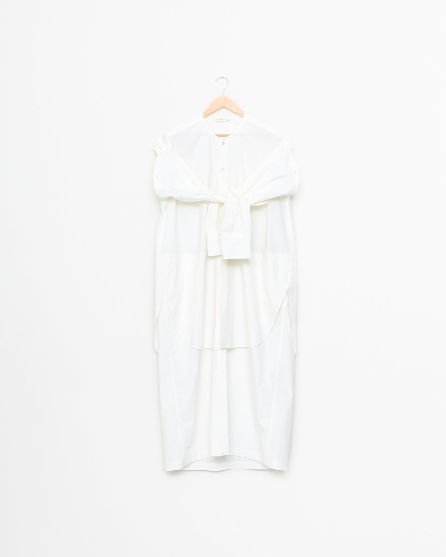 Hand Tie Shirtdress in Paper Compact Cotton - Chalk