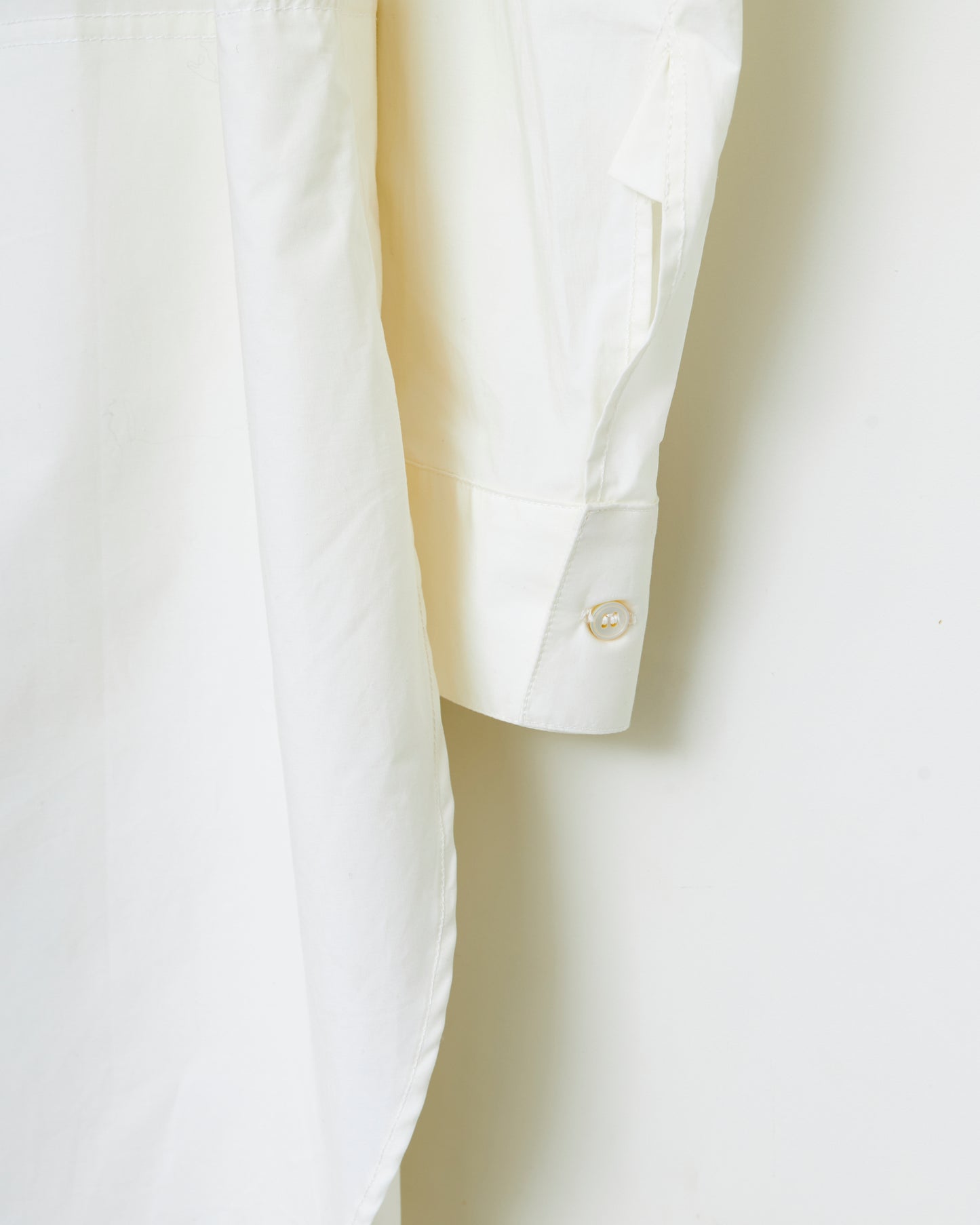 Hand Tie Shirtdress in Paper Compact Cotton - Chalk