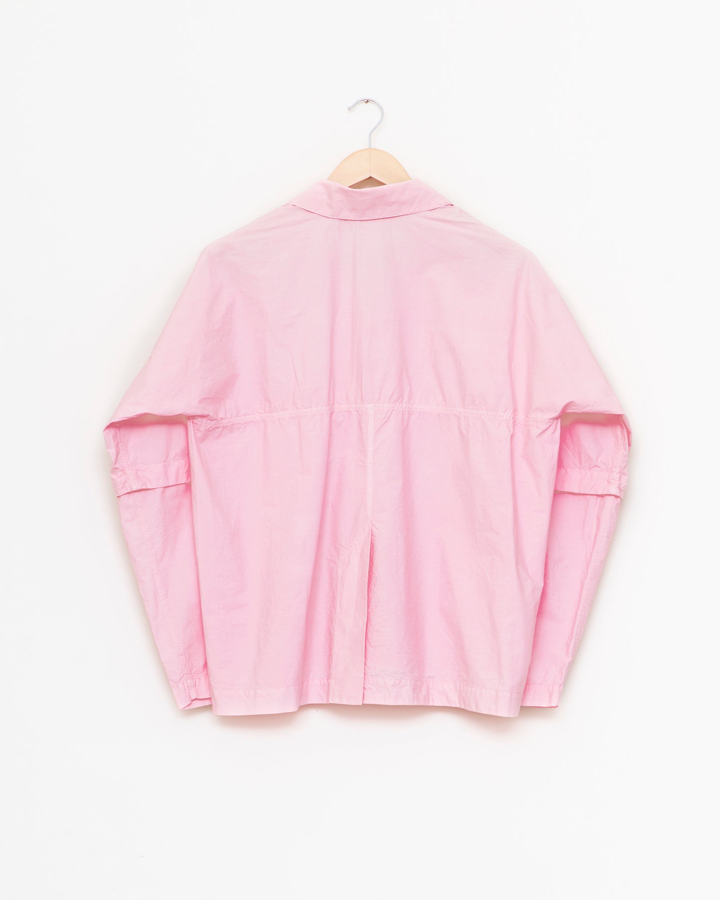 Long Sleeve Camp Collar Shirt in Paper Compact Cotton - Rose