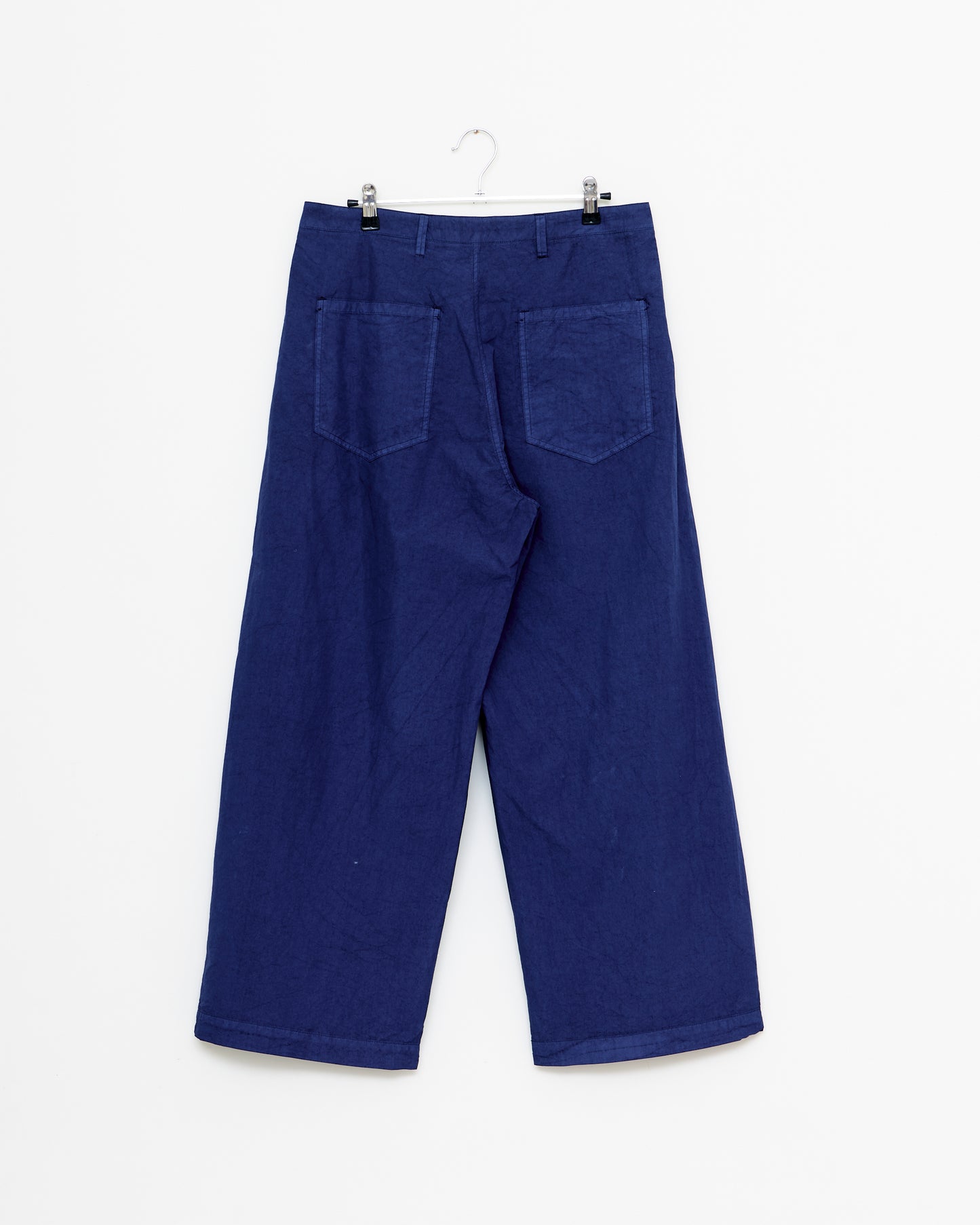 Single Pleat Trouser in Organic Compact Paper Cotton - Ink