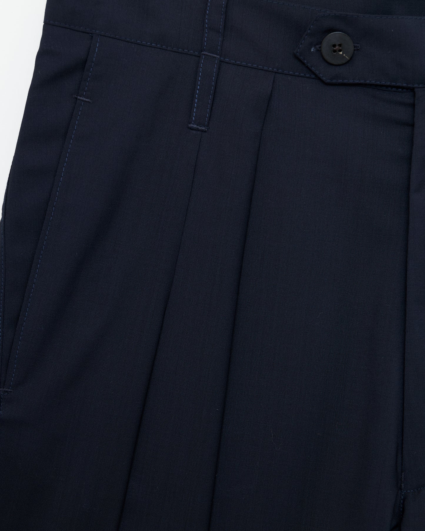 Double Pleat Trousers - Ink Tropical Wool