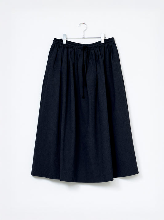 Gatherers Skirt - Slate Micro check Cotton