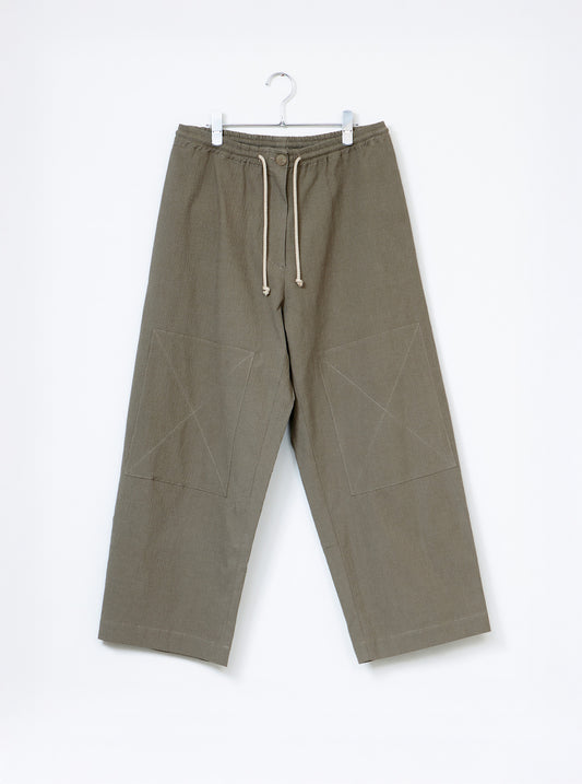 Gatherers Trousers - Clay Micro Check Cotton