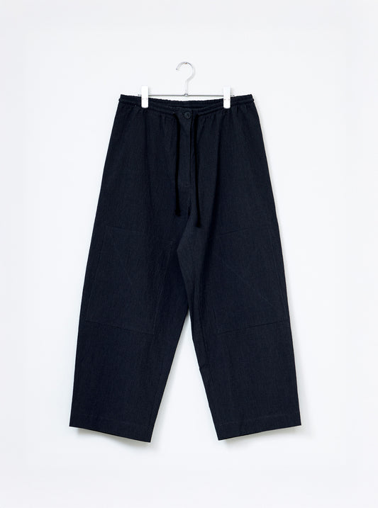 Gatherers Trousers - Slate Micro Check Cotton