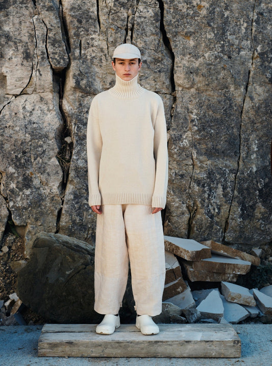 Merino Submariner Roll Neck - Cream